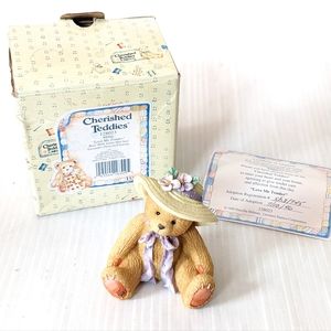 CHERISHED TEDDIES Millie Love me tender bear with straw hat & lavender flowers